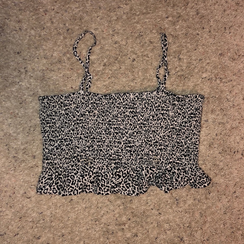 leopard print crop top & skirt